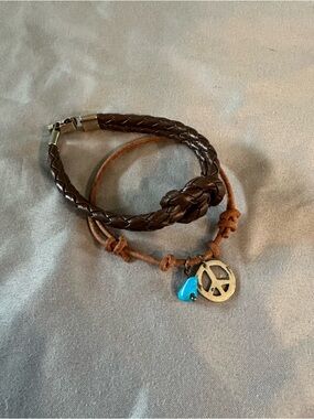 Set of 2 leather bracelets - Brown